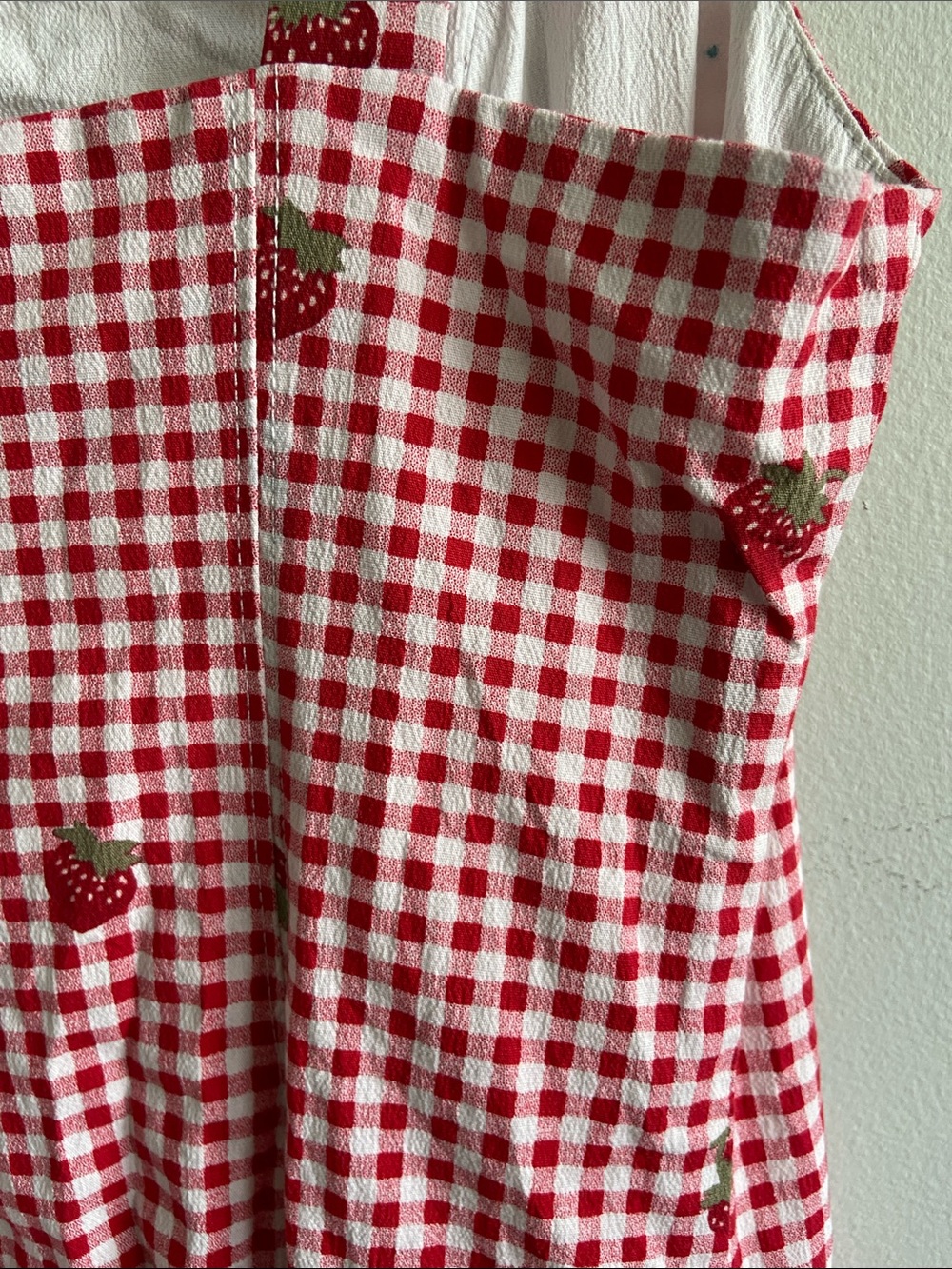 Abercrombie & Fitch Mila Midi Red Gingham 
 Dress with strawberry Print - Picture 5 of 6